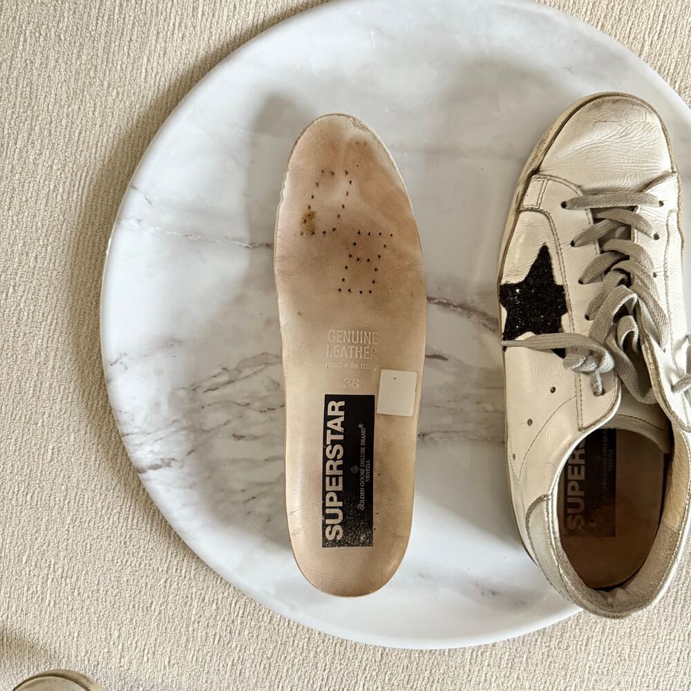 Golden Goose Superstar Sneakers Shoes Ssence White Leather Black Glitter Star 38 - Picture 4 of 13